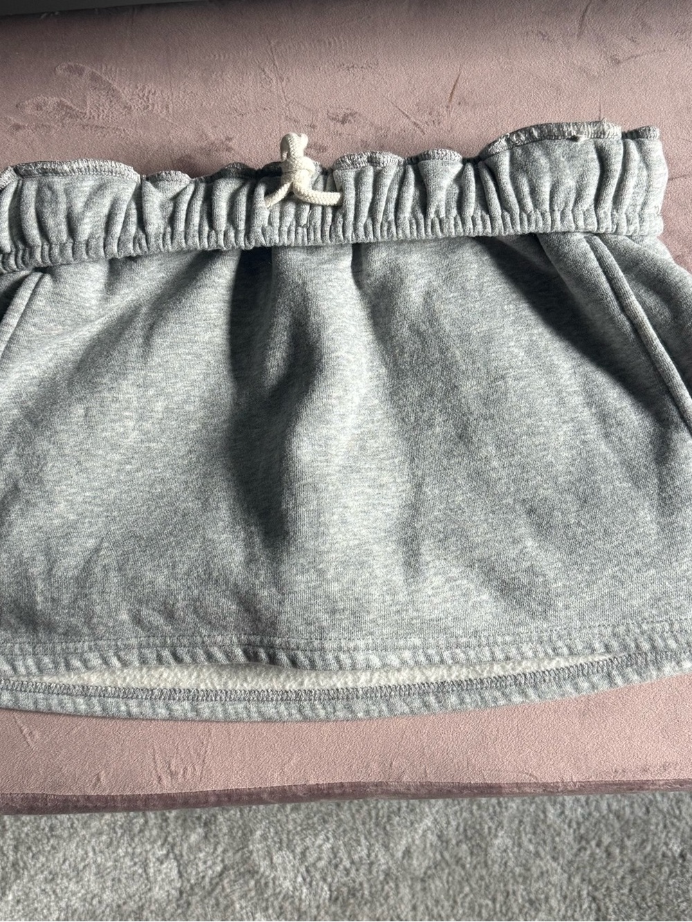 Urban Outfitters Light Gray Ruffled Waist Knit Mini Skirt